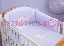 2 dílná sada do dětské postýlky Medvídek se srdíčkem fialový